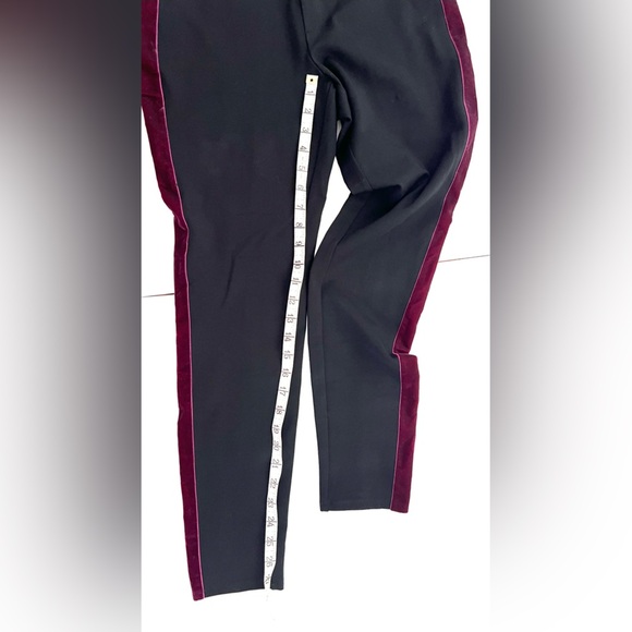 Laundry By Shelli Segal HRise Black Slim Fit Pants w/ Plum Velvet Tuxedo Stripe - Picture 7 of 8